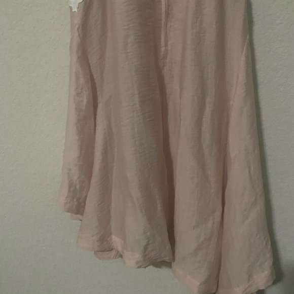 KEEPSAKE ALL MINE MIDI APPLIQUÉ FLORAL ASYMMETRICAL DRESS SHELL BLUSH NUDE SZ M - Picture 13 of 16